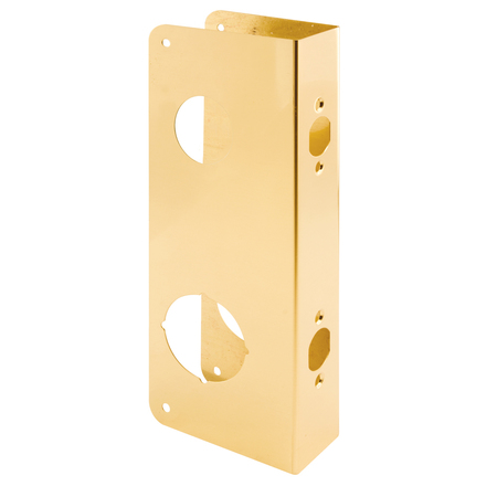 PRIME-LINE Brass Lock and Door Reinforcement Plate for 1-3/4 In. Thick Doors, Brass Finish Single Pack U 9931